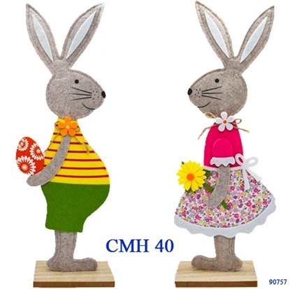 Immagine di CONIGLIO GR.DOPPIO FELTRO CUCITO, BASE LEGNO,ASS