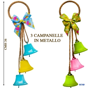 Immagine di DECORAZ. 3 CAMPANELLE METALLO, DA APPENDERE CMH 36 CA