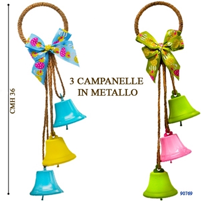Immagine di DECORAZ. 3 CAMPANELLE METALLO, DA APPENDERE CMH 36 CA