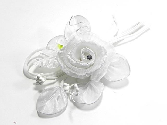 Immagine di FIORE ROSA C/STRASS COL. BIANCO 21 CM
