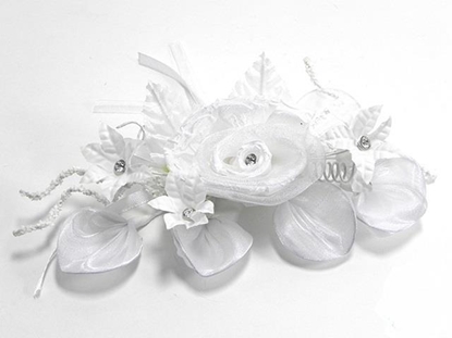 Immagine di FIORE ROSA C/STRASS COL. BIANCO 21 CM