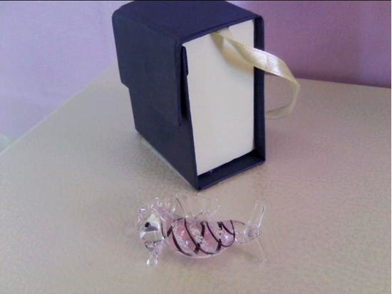 Immagine di IPPOCAMPO VETRO ROSA F. ARG.  C/SR 5 CM.