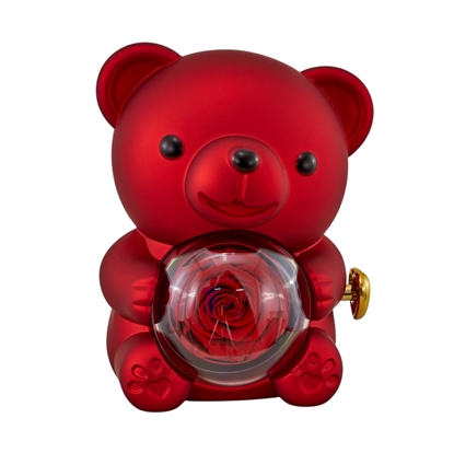 Immagine di SCATOLA ORSETTO ROSSA C/ROSA STABILIZZATA  misura 12x13x16