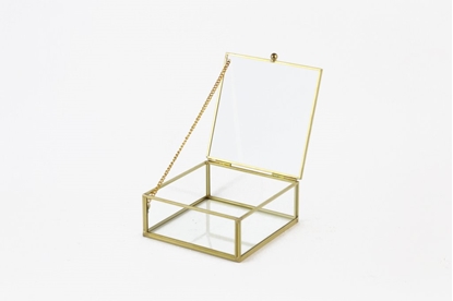 Immagine di COFANETTO QUADRO VETRO/METALLO ORO 12.2x12.2 H5.2