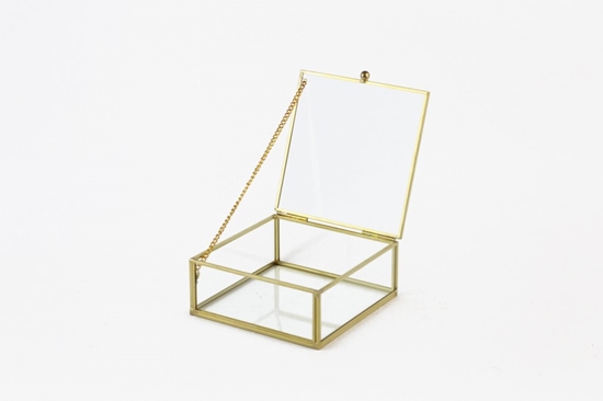 Immagine di COFANETTO QUADRO VETRO/METALLO ORO 12.2x12.2 H5.2