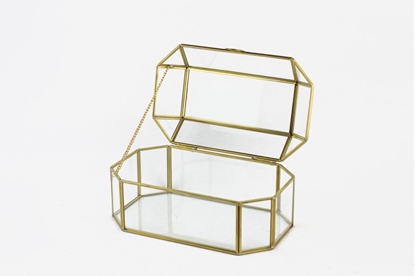 Immagine di COFANETTO OVALE VETRO/METALLO ORO 21.6X13 H10