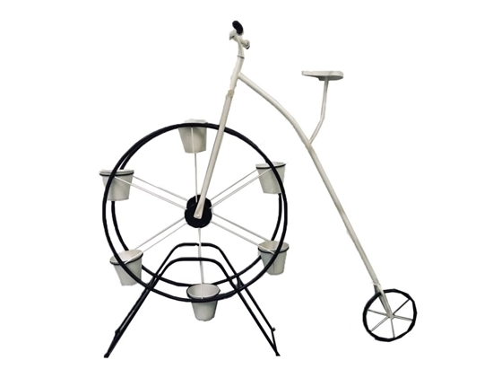 Immagine di BICICLETTA VINTAGE C/VASI SU RUOTA 131X20 H127