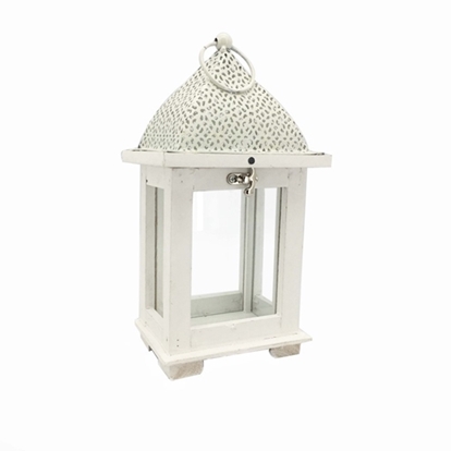 Immagine di LANTERNA QUADRA BIANCA TETTO ARABESQUE 14,5x11 h 27,5