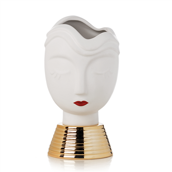Immagine di VASO ELODIE 13,5 X 3,2 H 24 WHITE / GOLD