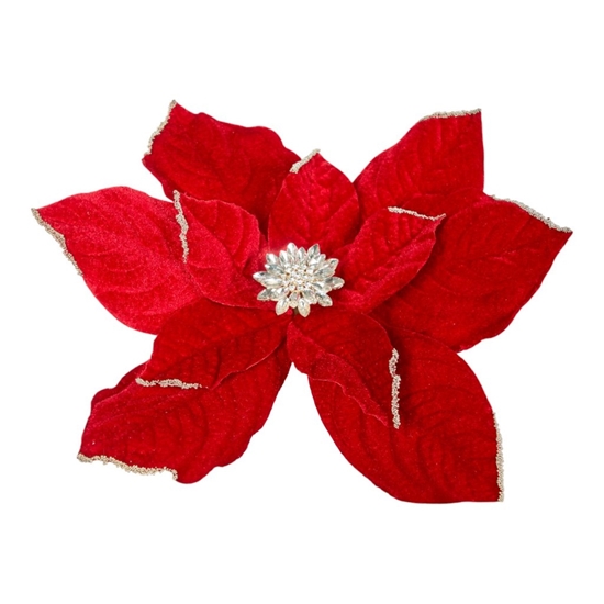 Picture of POINSETTIA VELLUTO RED CON CLIP ø CM.30
